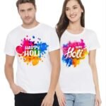 trendy Happy Holi Printed T-shirt Regular fit Round Neck for couple
