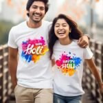 trendy Happy Holi Printed T-shirt Regular fit Round Neck for couple