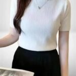 Women Rib Top with Short Sleeve for Office Wear, Casual Wear, Daily Wear Top for Women/Girls very smooth & very very special top