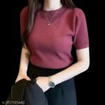 Women Rib Top with Short Sleeve for Office Wear, Casual Wear, Daily Wear Top for Women/Girls very smooth & very very special top