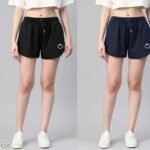Chhote Nawab Women's Solid Multicolor Shorts (Pack of 2)