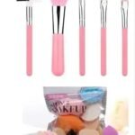 6in1 Makeup Sponge Beauty Blender Pack for Blending Face Makeup with 5 Pcs Pink MAkeup Brushes Set - (Pack of 11)