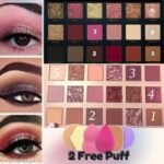 BEST Nud e Eye Shadow Palette and Rose Gold Eyeshadow with 2 Blender/Puff