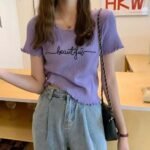 comfy printed lettuce design tshirt