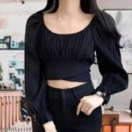Modern Classic Puff Style Full Sleeve Crop Top