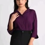 Woman Formal Shirt Purple Formal Shirt