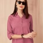 Women's Premium Wine Colour Cotton Blend Slim Fit Shirt | Stylish Office & Casual Wear | Floral/Geometric Print | Affordable Fashion Top for College, Work, Outings