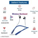 Bluetooth Neckband | Wireless Neckband | Crisp And Clear Sound Quality Deep Bass 20Hr Battery Type C Fast Charging Magnetic Lock
